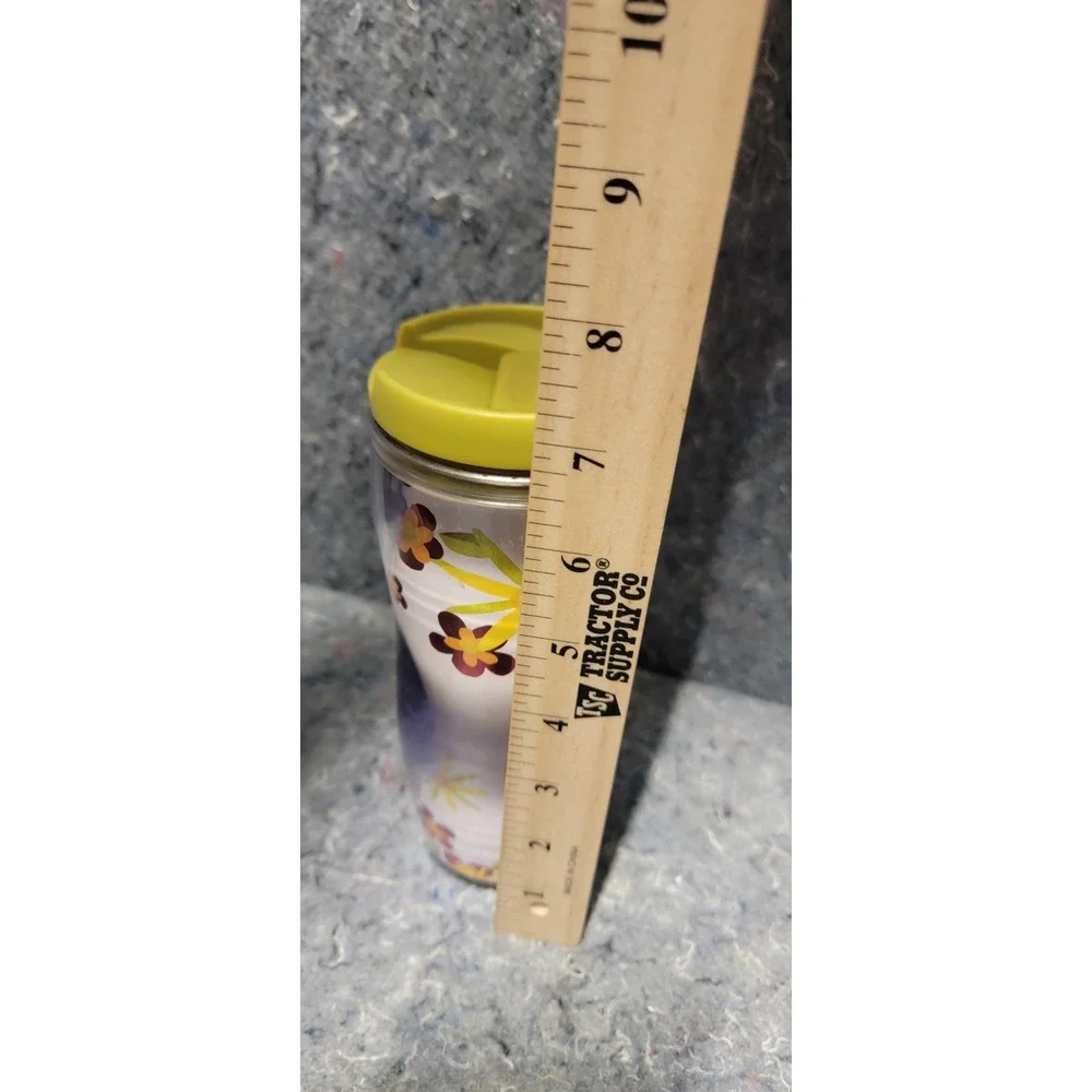 Starbucks‎ Vintage 2008 Commuter Tumbler Green Fllip Lid w/florals 12oz